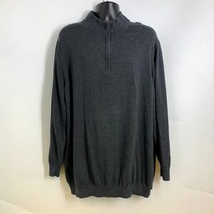 Harbor Bay Mens 3XLT Gray 1/4 Zip Mock Neck Long Sleeve Pullover Sweater